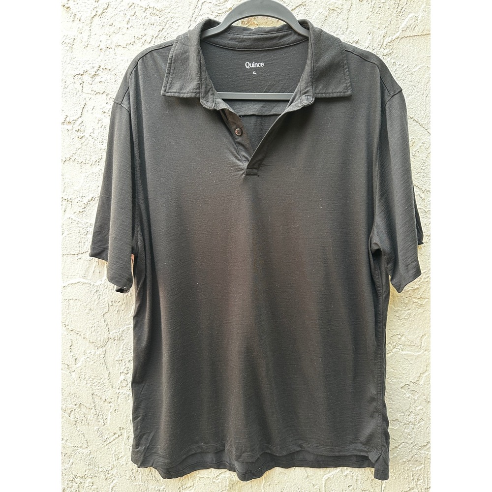 Quince Mens XL Black Short Sleeve Performance Polo Shirt Business Casual